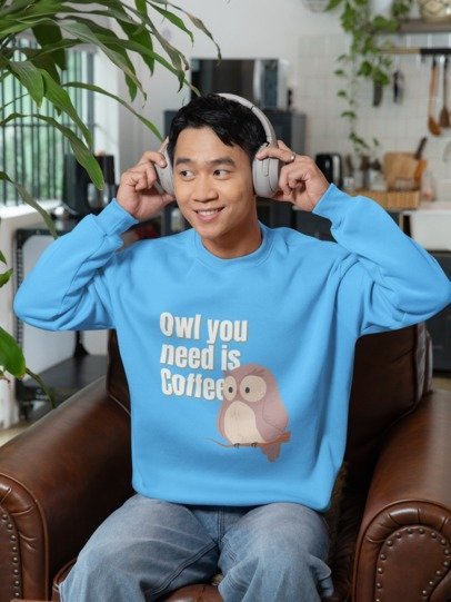 Owl You Need Is Coffee Design Sweat T-shirt